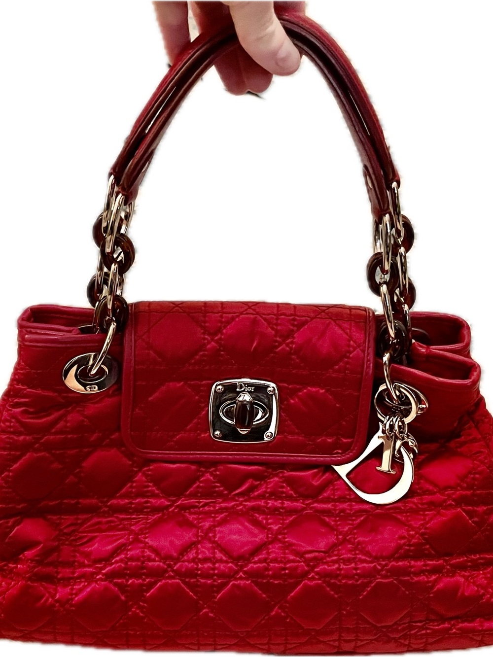Red Quilted Dior Top-Handle Women's Handbag